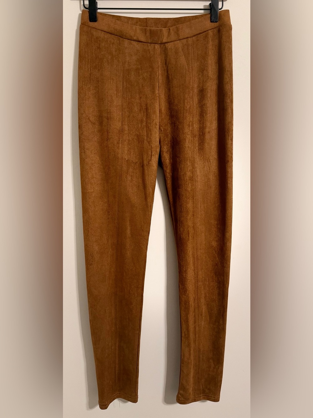 See And Be Seen Faux Suede Leggings Women’s M Brown Pull On Stretch Pants